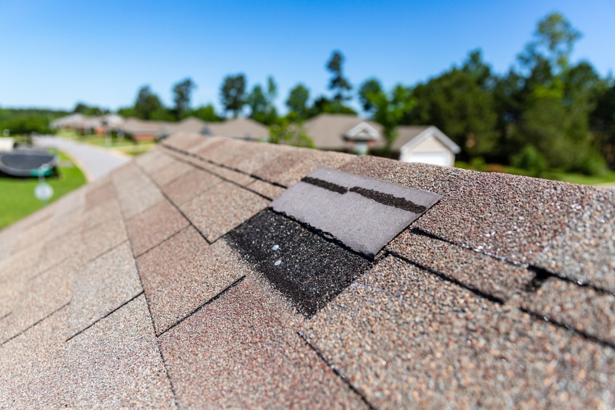 Storm-damaged asphalt shingles